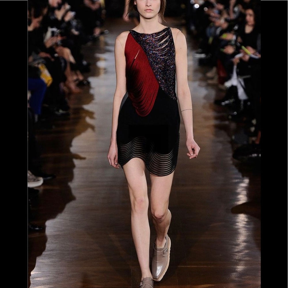 Stella McCartney Runway Draped Mini Dress Red Black Size S